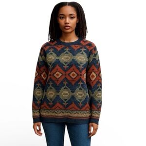 Denim & Supply Ralph Lauren Southwest Aztec Knit Sweater Sz M Boho Western